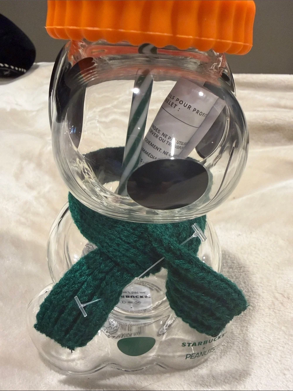 New Starbucks x Snoopy Glass Cup with lid and Woodstock straw